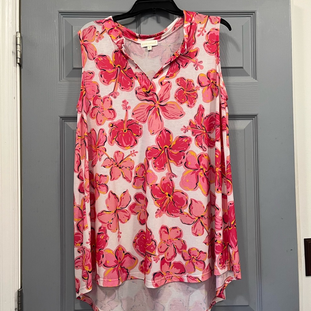 Simply Southern Pink and White Asymmetrical Tunic